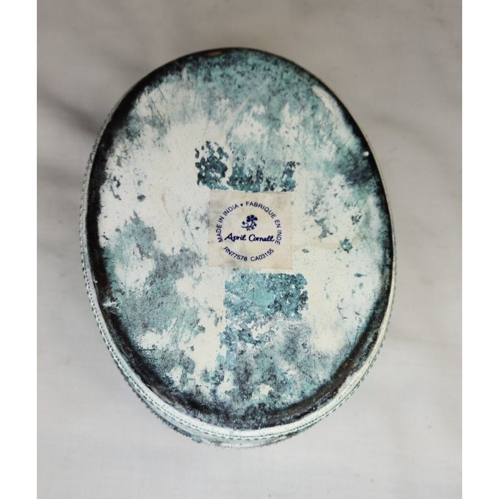 Metal rabbit box with lid April Cornell trinket storage - Picture 2 of 3